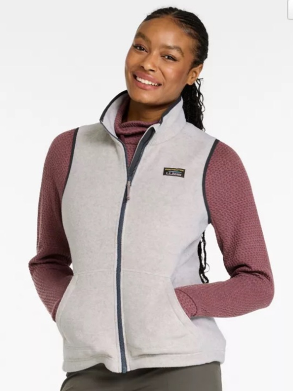 L.L. Bean Mountain Classic Black Women Fleece Vest XL Petite